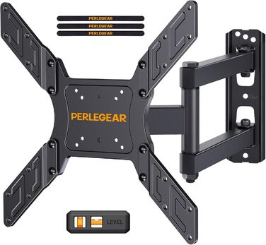 Кріплення для телевізора Perlegear, поворотне та нахильне, для телевізорів 26-60 дюймів (плоских та вигнутих), до 45 кг, VESA 400x400 мм