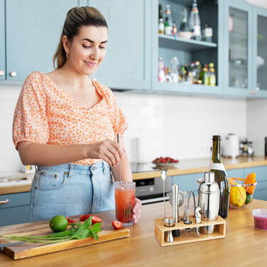 Relaxdays 10-Piece Cocktail Set with Stand