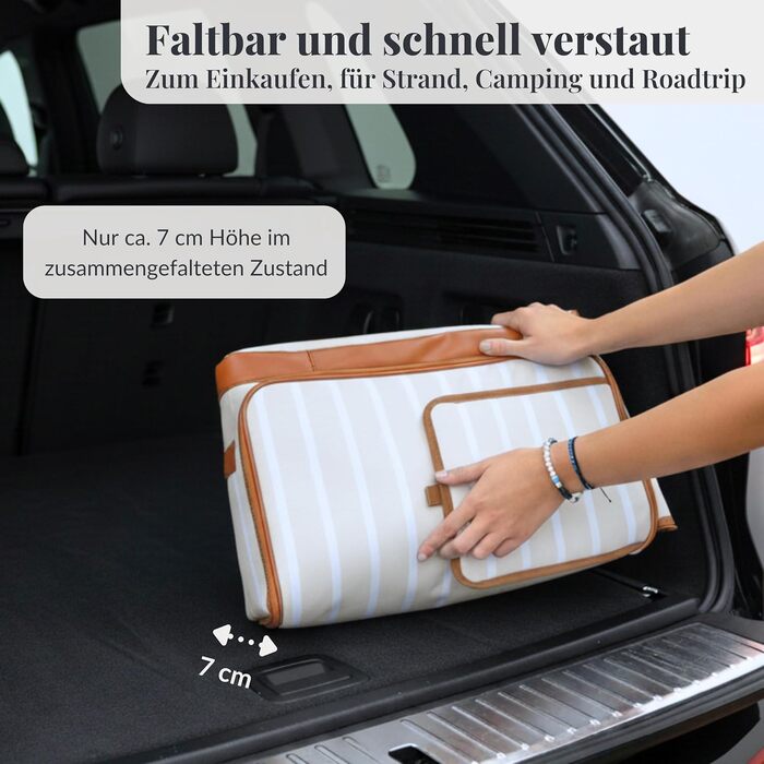 Велика складана термосумка 45L для покупок, пляжу, пікніка, обіду. Водонепроникна, ізольована на 12 годин. Ретро XXL, бежевий колір.