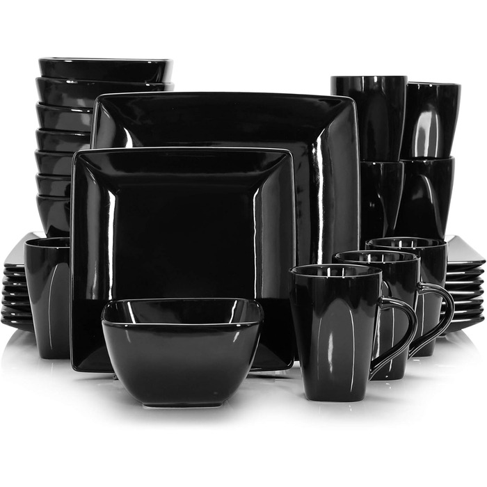 Vancasso Tableware Stoneware, 16-piece SOHO square dish set for 4 people, combination tableware set, square