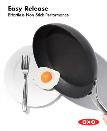 Набір посуду OXO Professionelles 5 предметів: каструлі та сковороди з керамічним покриттям, індукційні, з нержавіючої сталі, без PFAS, з алмазним посиленням, для посудомийної машини, чорний