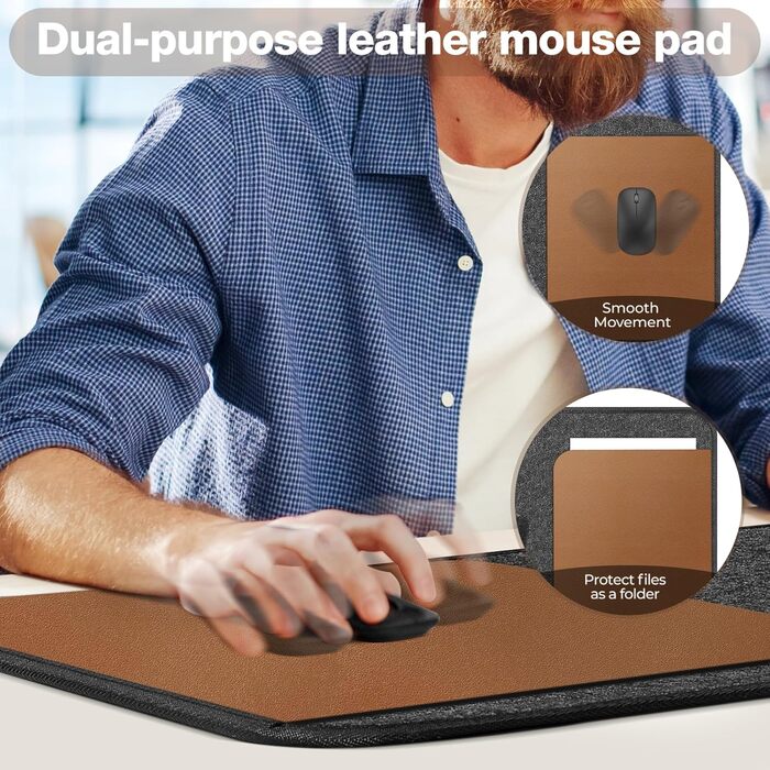 Підкладка на стіл з фетру, 100x40 см, антиковзаюча, XXL, для офісу та дому (темно-сіра)