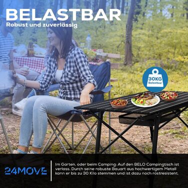 Стол для кемпінгу 24MOVE®: розкладний, з алюмінієвим каркасом, регульована висота, до 30 кг, з сумкою