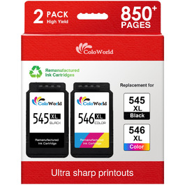 Комплект картриджів ColoWorld PG-545XL та CL-546XL (чорний, кольоровий) для принтерів Canon Pixma TS3350, TS3351, TS3450, TS3451, TR4550, TR4551, MX495, MG2550s, MG3050, TS3150