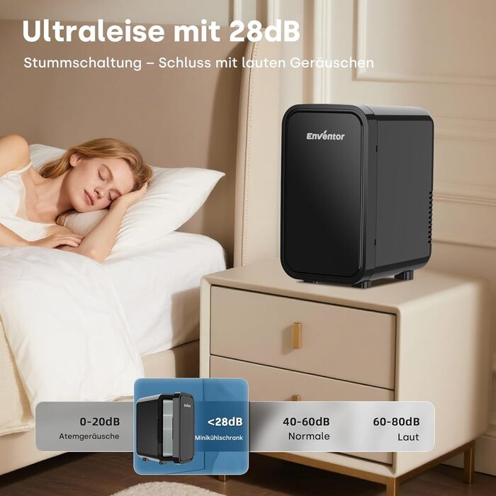 Міні-холодильник Enventor 6L: портативний, для авто, кімнати, косметики, фруктів, чорний