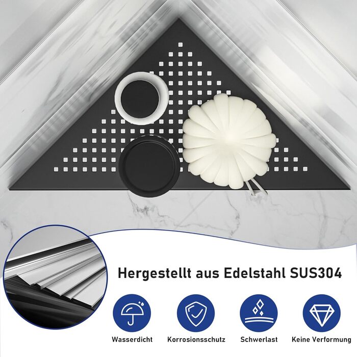 Поличка для душу Eck з нержавіючої сталі 304, стелаж для ванної кімнати з сітчастою конструкцією для плитки, вбудована поличка для ремонту ванної кімнати (щітка, 254 мм - 2 шт.) (305 мм - 2, чорний)