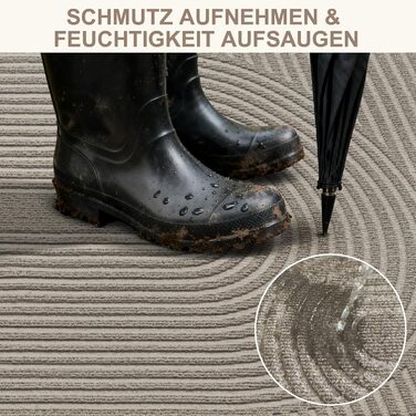 Килимок примічний та вуличний FEOMOS 80x120 см, протиковзний вологопоглинаючий килим для вхідних дверей, коридору, балкона та кухні, бежевий, придатний для прання