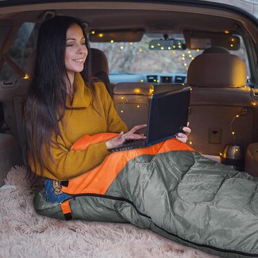 Yarmiene 3-4 Season Sleeping Bag - Adult & Kids Outdoor Sleeping Bag, Rectangular, Warm & Portable for Camping & Hiking (Gray & Orange)