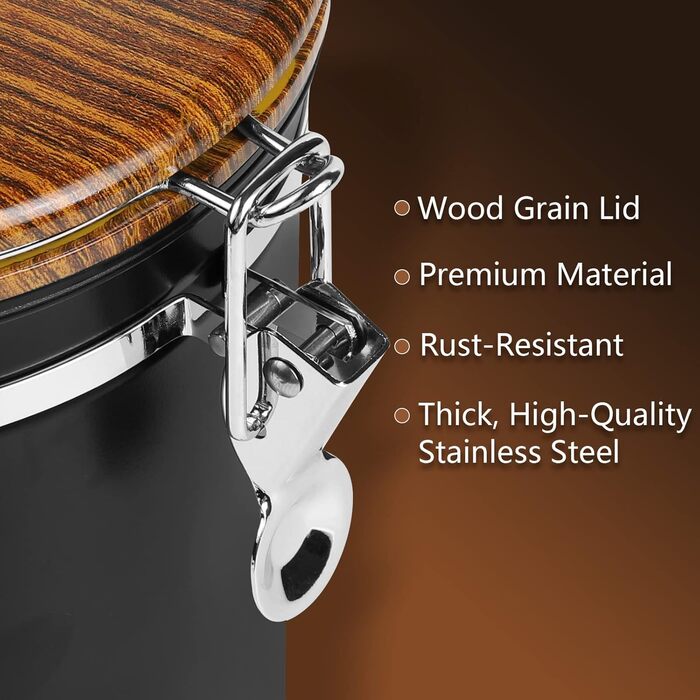 Контейнер для кави Dreamhigh® з дозатором, 1 кг, нержавіюча сталь, чорний, 2800 мл