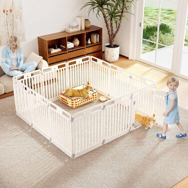 Льоток для цуценят COSTWAY з 6 панелей, білий, 80 см, для дому та вулиці