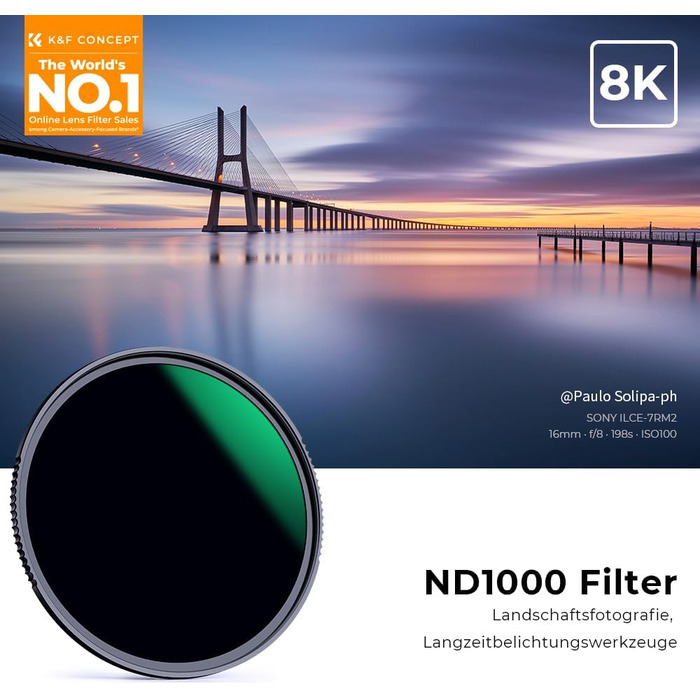 Фільтр ND1000 K&F Concept Nano-X 67mm - Графільтр, нейтральний, 10 ступенів затемнення