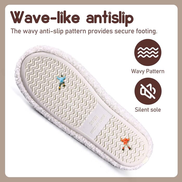 Тапочки жіночі зимові теплі з піною Memory Foam та антиковзною підошвою, 38/39 EU, білі