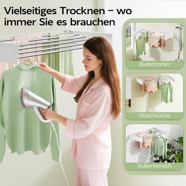 Настінна сушилка для одягу 32' (80 см), Складна, Біла. Для дому, з шаблоном для монтажу