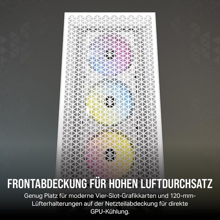 Корпус ПК CORSAIR 3000D RGB Airflow: підтримка 8 вентиляторів 120мм, 2x SP120 Elite, для відеокарт з 4 слотами