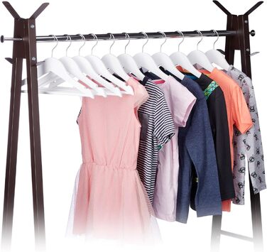 Relaxdays 40 x Children's Clothes Hangers, Wood, 360° Swivel Hook, Wooden Clothes Hangers for Kids, WxH: 18 x 30.5 cm, Clothes Hanger Set, white