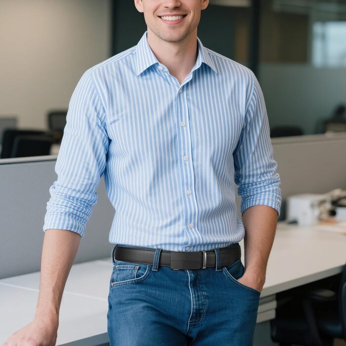 Чоловічий шкіряний ремінь WHIPPY Automatik з пряжкою, ширина 35 мм, чорний, довжина 115 см (підходить для штанів 85-100 см)