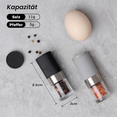 Набір мельниць для солі та перцю Vevok Chef Mini 2 шт. з регульованим керамічним жорном, прозорі. Підходять для кухні, кемпінгу, як подарунок.