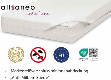 allsaneo Premium Allergy Cover 180x200x8 cm | Allergy Cover Extra Soft and Lightweight | Anti-Mite Encasing | Dust Mite Protection | Allergen-Tight Fitted Sheet | TÜV Tested