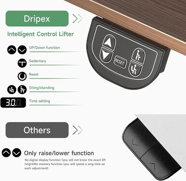 Електричний стіл Dripex з регулюванням висоти, 160x75x(71-117) см, для home office, горіх+чорний