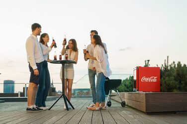 °CUBES Mini Холодильник Original Червоний (48L) з скляними дверцятами, тихий та енергоефективний - Ідеально для офісу, вечірок та геймінгу. Холодильник для напоїв (Coca-Cola Classic)