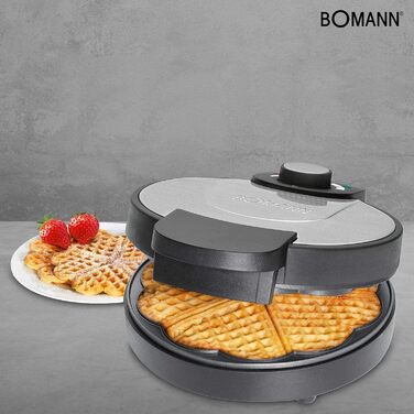 Вафельниця у формі серця з антипригарним покриттям - Вафельниця Starke 1000W з захистом від перегріву та індикатором готовності з нержавіючої сталі