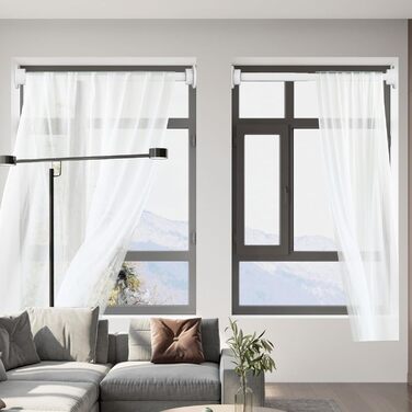 Розсувна штанга для карнизів Onpira® без свердління – телескопічна штанга в 5 розмірах (40–240 см) та 3 кольорах – універсальна телескопічна штанга для вікон та штор, біла або чорна (125-240 см, біла)