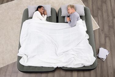 Надувний матрац Bestway TriTech Connect and Rest 3-в-1 | Міцний матеріал | Регульовані пряжки | 2 матраци в комплекті | Сірий колір | 188 x 99 x 25 см