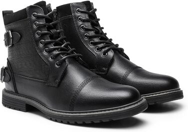 Чорні мотоциклетні черевики Bruno Marc для чоловіків, 44 EU. Шнуровка, блискавка, штучна шкіра, модель Chukka.