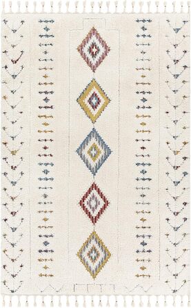 Surya Funafuti Rug - Bedroom, Living Room, Dining Room, Hallway - Modern Boho Rug Geometric Pattern - Soft Scandinavian Living Room Rug White, Aqua, Orange, Gray - 160x213cm Large Aqua, Orange, Pink, Yellow