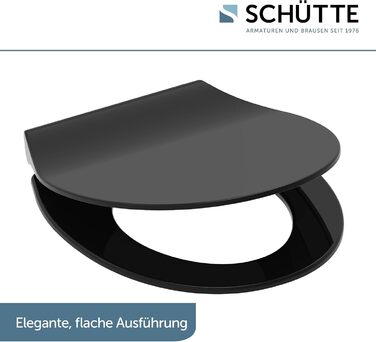Сидіння для унітаза SCHÜTTE SLIM з мікроліфтом (м'яке закриття), матеріал Duroplast, зі швидким монтажем, витримує до 175 кг, чорне