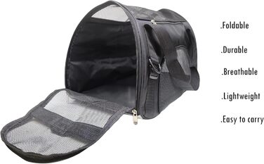 Транспортна сумка для тварин, схвалена авіаперевізниками, для середніх та малих котів, цуценят, кошенят, собак/котів, чорна сумка для подорожей з тваринами (розмір M)