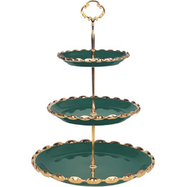 Керамічна підставка для капкейків YA JU на 3 яруси, 3-ярусна вежа для випічки, підставка для десертів, цукерок, фруктів, Candy Bar, вечірки, декор, найкращий подарунок (Зелена)