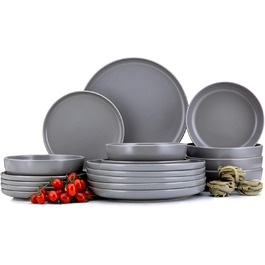 Набір посуду Konsimo VICTO для 6 осіб: 18-ти частинний сервіз з 6 тарілок, сірий - набір посуду для сім'ї
