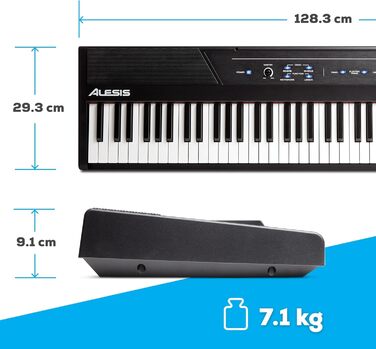 Alesis Recital - Електронне піаніно 88 клавіш для початківців з напівзваженими клавішами, динаміками, 5 преміум-звуками, виходом для навушників та підпискою на уроки гри на піаніно, чорного кольору