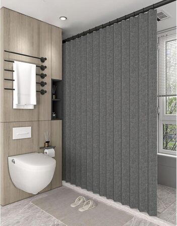 Зручний душовий завіс з льону, вологостійкий, сірий, 120x200 см. Анти-пліснявий, з магнітним кріпленням