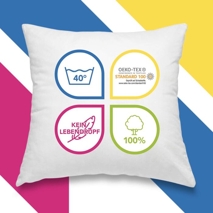 wometo 2er Set Feather Pillow 100% Feathers 80x80-1200g oekoTex Pillow Head Pillow Filling Pillow Cover Cotton white/Inner Pillow/Pillow Filling/Sleeping Pillow (2 pieces) 80 x 80 cm