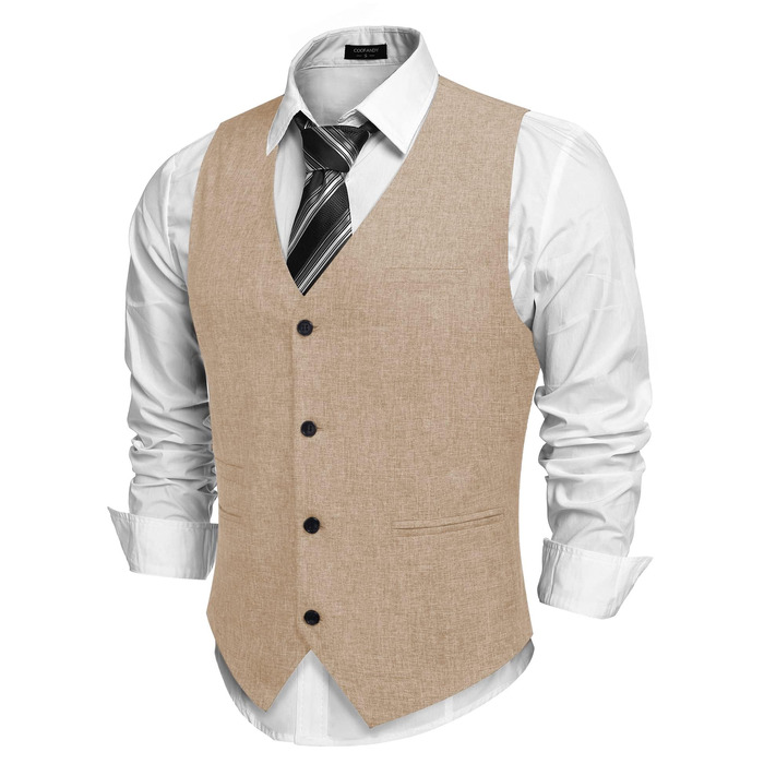 Жилет чоловічий COOFANDY Casual Business, світло-бежевий, Slim Fit (3XL)