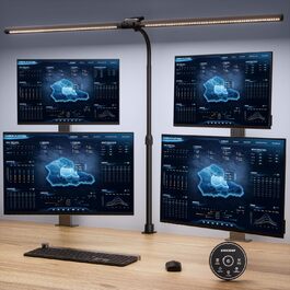 LED лампа настільна EYOCEAN 24W, 80 см, з керуванням жестами, димер, захист очей, для офісу, читання, архітекторів, дизайнерів (чорний)