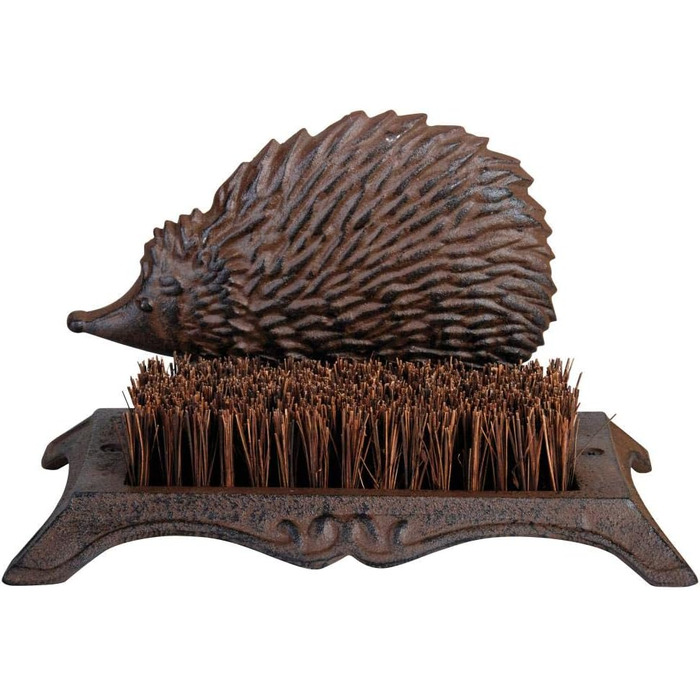 Esschert Design Hedgehog Doormat, Foot Scraper with Brush, Cast Iron, Approx. 25 cm x 16 cm x 15 cm