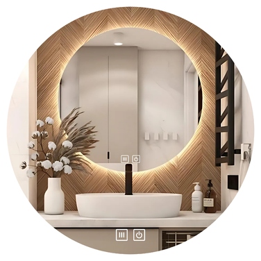 Настінне кругле дзеркало Save Home 80 см з LED-підсвіткою, сенсорним керуванням та функцією антизапотівання
