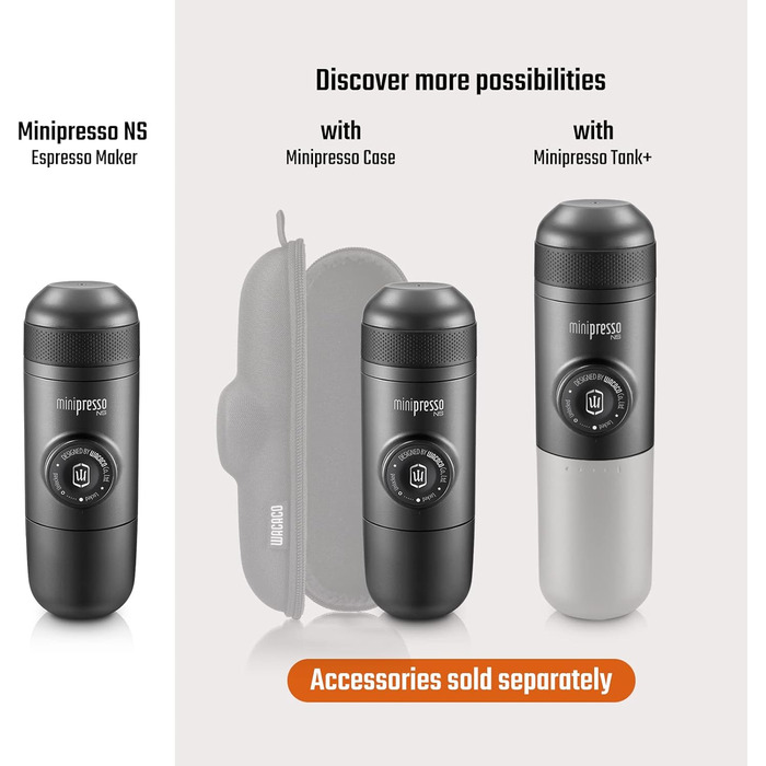WACACO Minipresso NS, Portable Espresso Machine, Compatible with *Nespresso®* Capsules (Original capsules from NS and compatible products), Travel Coffee Machine, Manually Operated, perfect for hiking