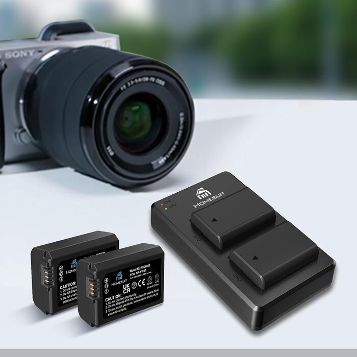 Набір акумуляторів NP-FW50 Homesuit 1300mAh 2 шт. + LED зарядний пристрій для Sony ZV-E10, A6000, A7 та ін.
