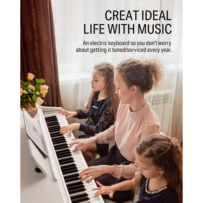 Donner Digitalpiano DDP-100: 88 клавіш, зважена клавіатура, для початківців, комплект з підставкою та адаптером, білий