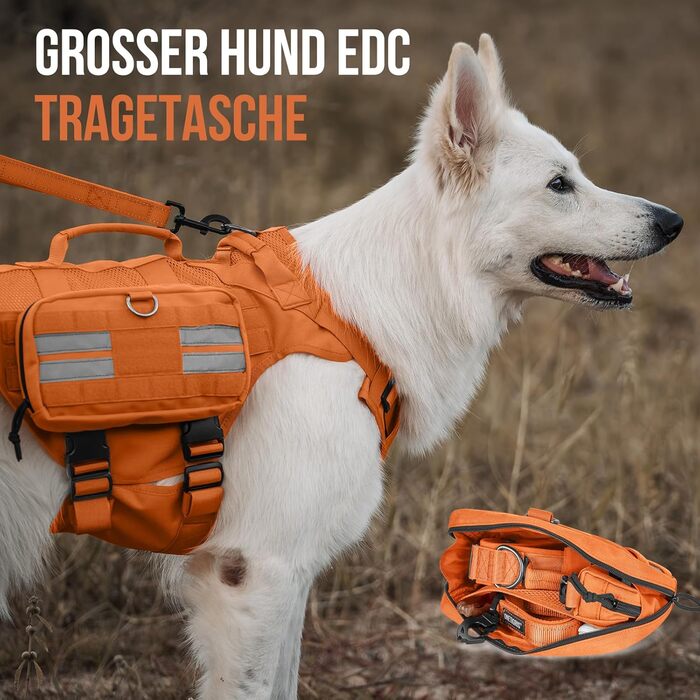 Футляр для корму OneTigris для собак (23,5x13x5 см), 2 шт., MOLLE система, тактичне спорядження, тренування, оранжевий