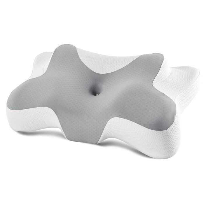 Подушка для шиї DONAMA з Memory Foam, 66x37x13 см (Сірий) - для сну на боці, спині та животі