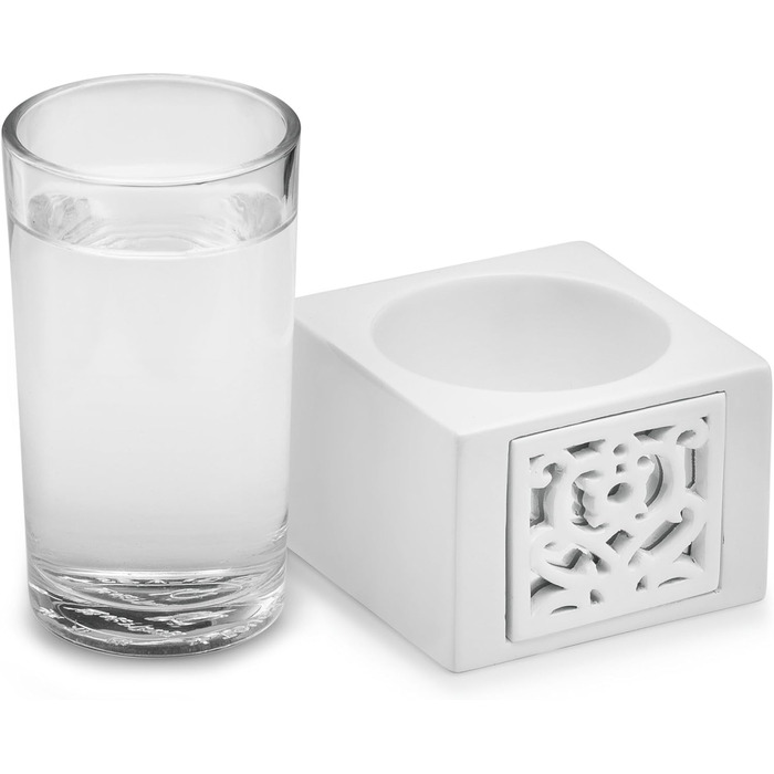 Набір аксесуарів для ванної кімнати Creative Scents – білий та сірий. 4 предмети: дозатор для мила, мильниця, тримач для зубних щіток та чашка.