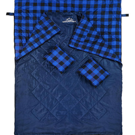 Mountrex Double Sleeping Bag - Summer Sleeping Bag for 2 People (210 x 150cm), Quilt Sleeping Bag - XXL Summer Sleeping Bag with 2 Pillows for Adults - Camping, Outdoor & Indoor (Blue)