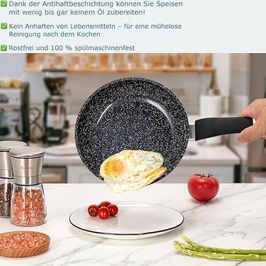 Набір сковорідок EliteHoff Induktion 4-тг. (20/24/28 см) + сковорода для млинців 24 см, Алюміній з антипригарним покриттям, для всіх плит, сірий