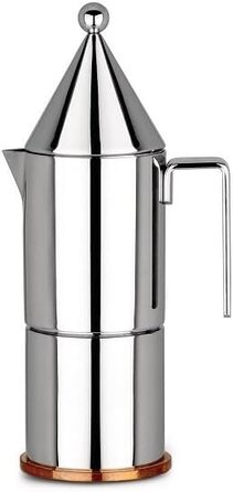 Кавомашина Alessi La Conica 90002/3 - дизайн з нержавіючої сталі з мідним дном, 3 чашки, срібна