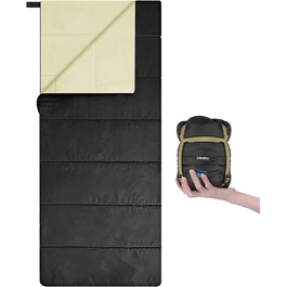 Ohuhu Lightweight Sleeping Bag - Compact & Ultralight (900g) Summer Sleeping Bag for Camping, Travel, Festivals - Indoor/Outdoor Use - Black